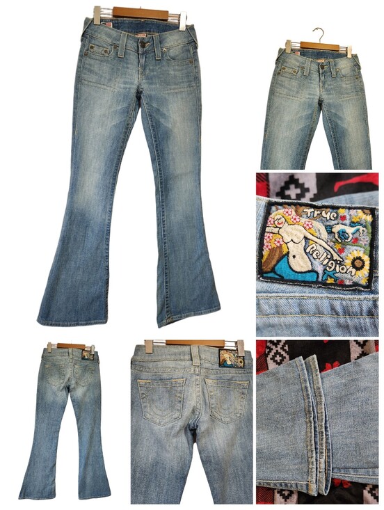 True Religion Denim - True Religion Caroline Lady Godiva Patch Low Rise Flare Jeans 26 Y2K Rare Grail!